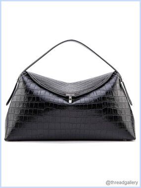 Microfiber Leather Crossbody Bag T Lock Large Handbag